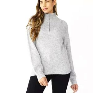 Nine West Gray XS Sweater - Quarter Zip Pullover